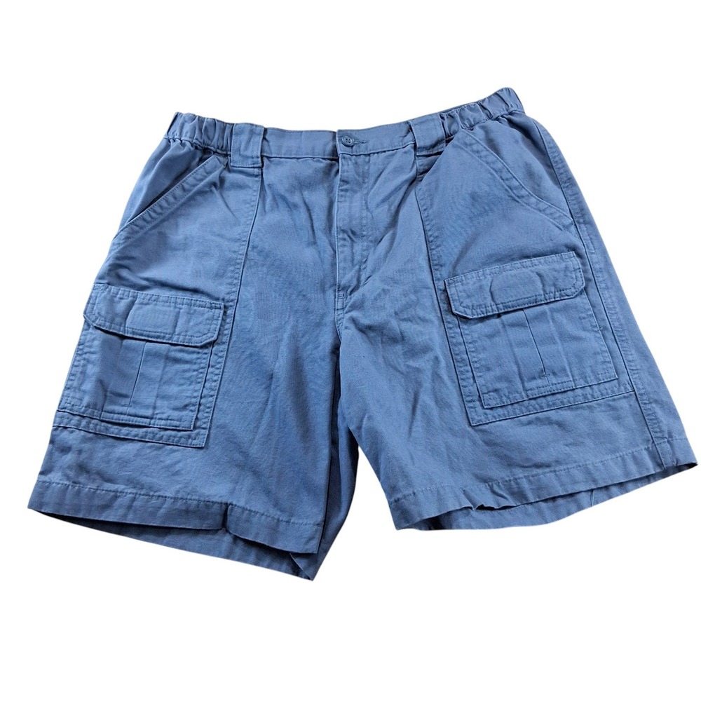 Savane Mens Cargo Shorts 36 Blue Casual Elastic Waist Canvas Utility Safari